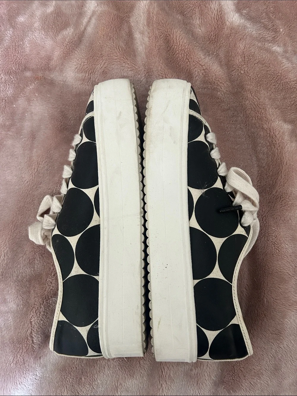 kate spade Black and Cream Polka Dot Lace-Up Sneakers